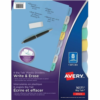 Avery Big Tab Write & Erase Plastic Dividers - Organize with Colorful Write-on Tabs - Index Divider