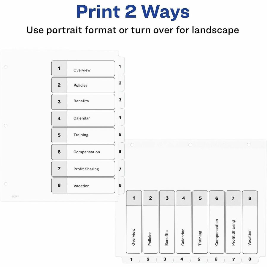 Avery Binder Dividers, 8 Tabs, Ready Index (11132) - Alternate-Image7