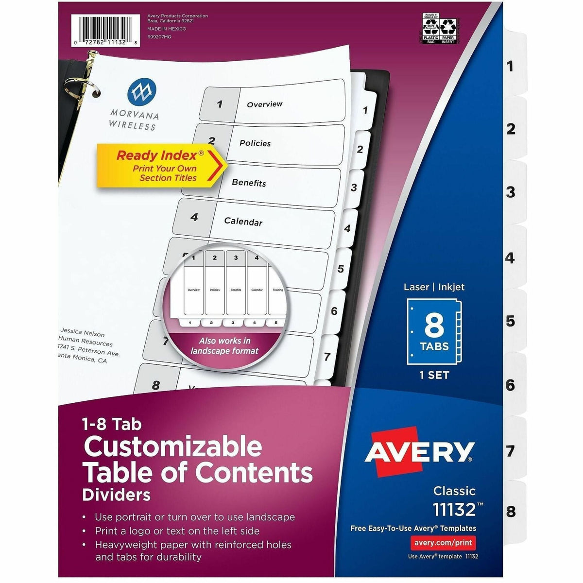 Avery Binder Dividers, 8 Tabs, Ready Index (11132) - 2000