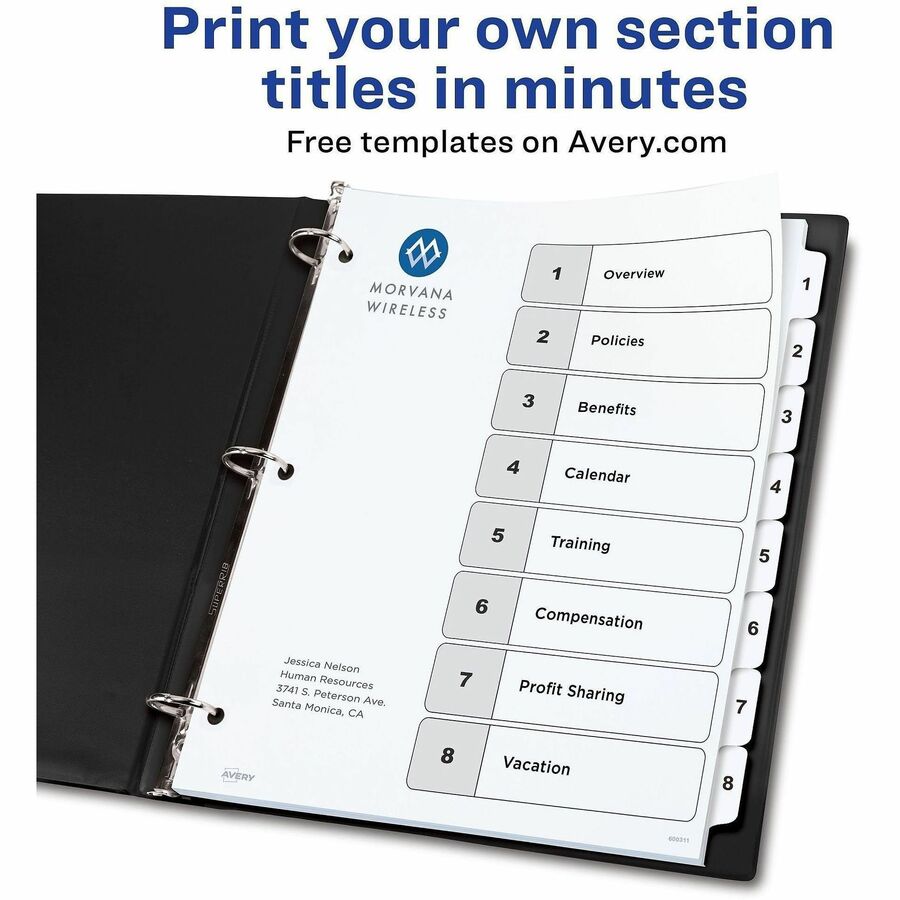 Avery Binder Dividers, 8 Tabs, Ready Index (11132) - Alternate-Image1