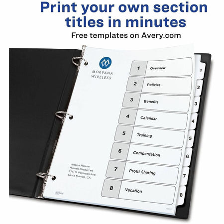 Avery Binder Dividers, 8 Tabs, Ready Index (11132) - Alternate-Image1