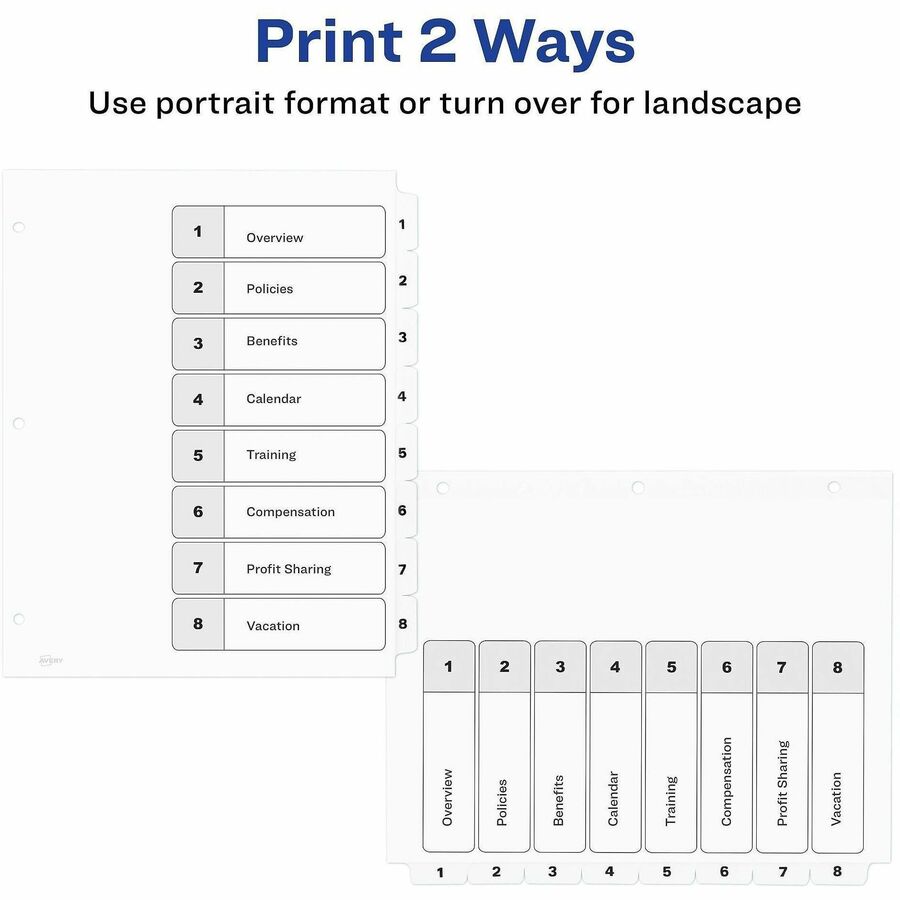 Avery Binder Dividers, 8 Tabs, Ready Index (11132) - Alternate-Image2