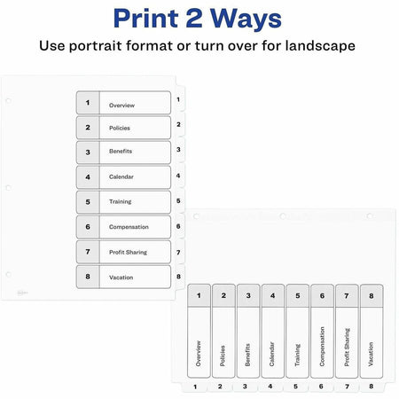 Avery Binder Dividers, 8 Tabs, Ready Index (11132) - Alternate-Image2