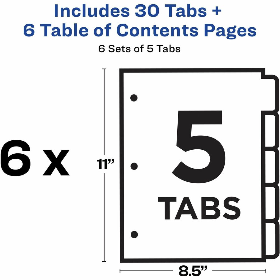 Avery Dividers, 5 Tabs, Ready Index (6 Sets of 11821) - Alternate-Image3