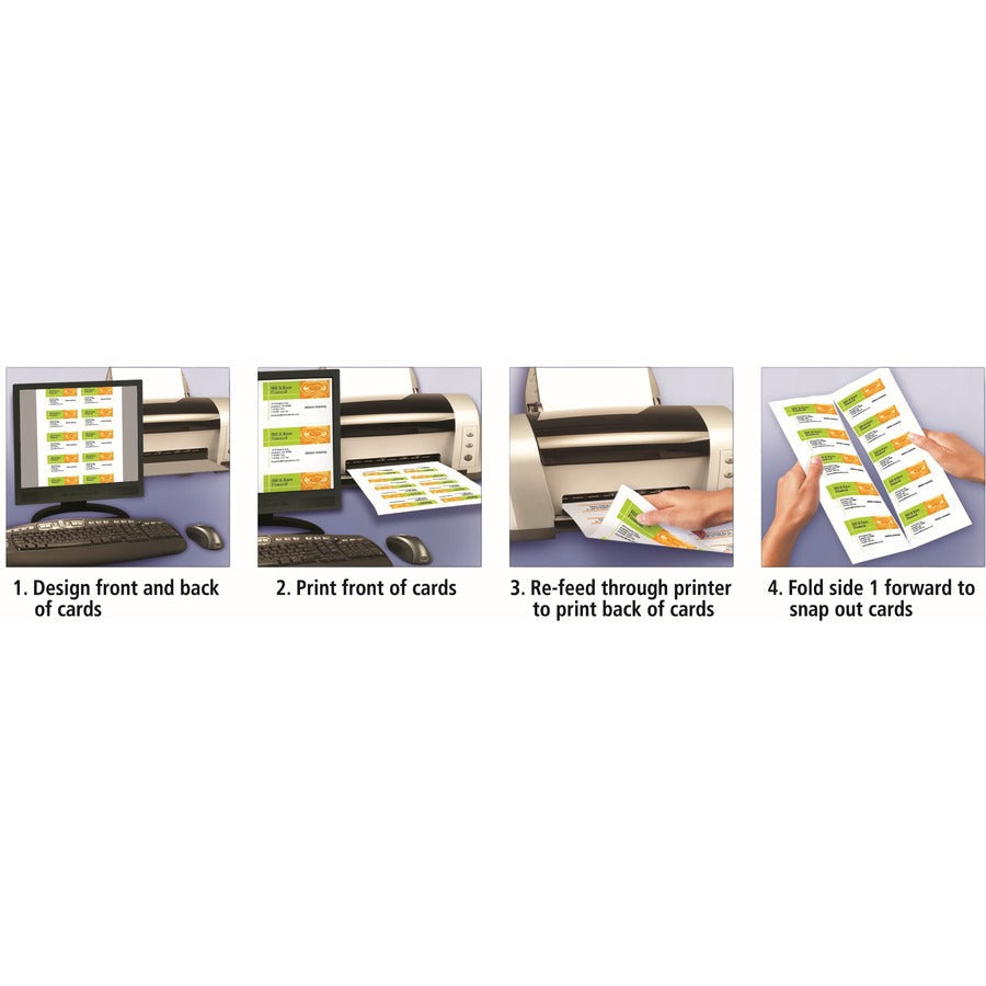 Avery® Clean Edge Business Cards White Textured 200 (08873) - 110 Brightness - 2’’ x 3 1/2’’ - 93 lb Basis Weight