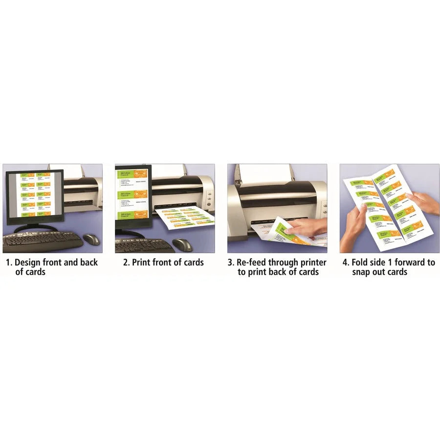 Avery® Clean Edge Business Cards White Textured 200 (08873) - 110 Brightness - 2’’ x 3 1/2’’ - 93 lb Basis Weight