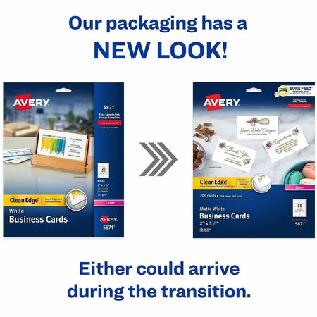Avery Clean Edge(R) Business Cards, 2" x 3.5" , White, 200 (5871) - Alternate-Image1