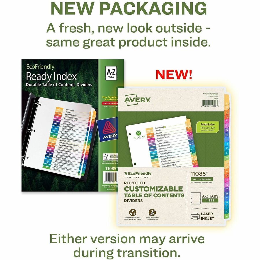 Avery coFriendly Recycled A-Z Dividers, 26 Tabs (11085) - Alternate-Image1