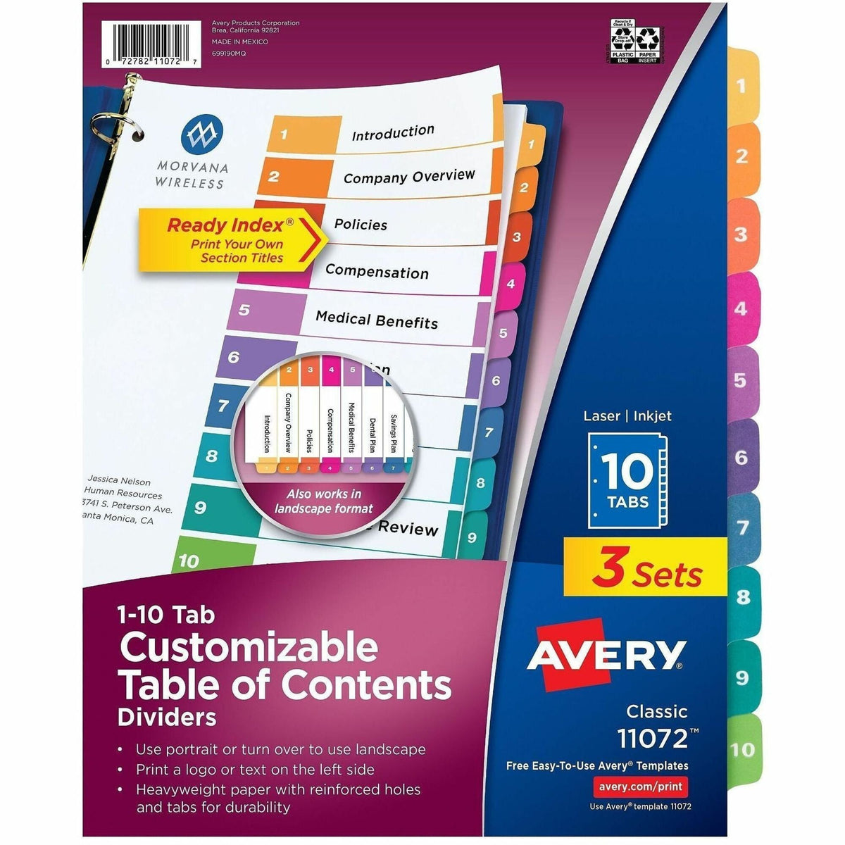 Avery Dividers, 10 Tabs, Ready Index (3 Sets of 11072) - 2000
