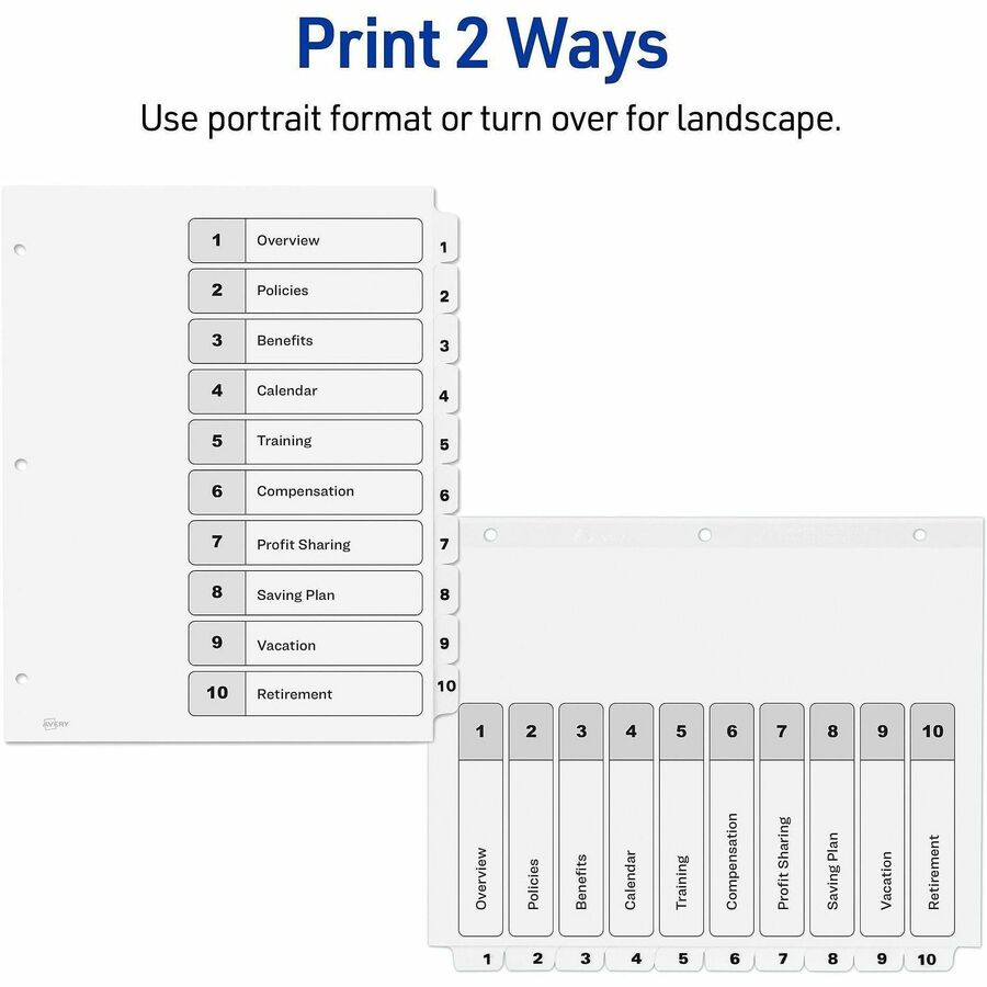 Avery Dividers, 10 Tabs, Ready Index (3 Sets of 11077) - Alternate-Image2