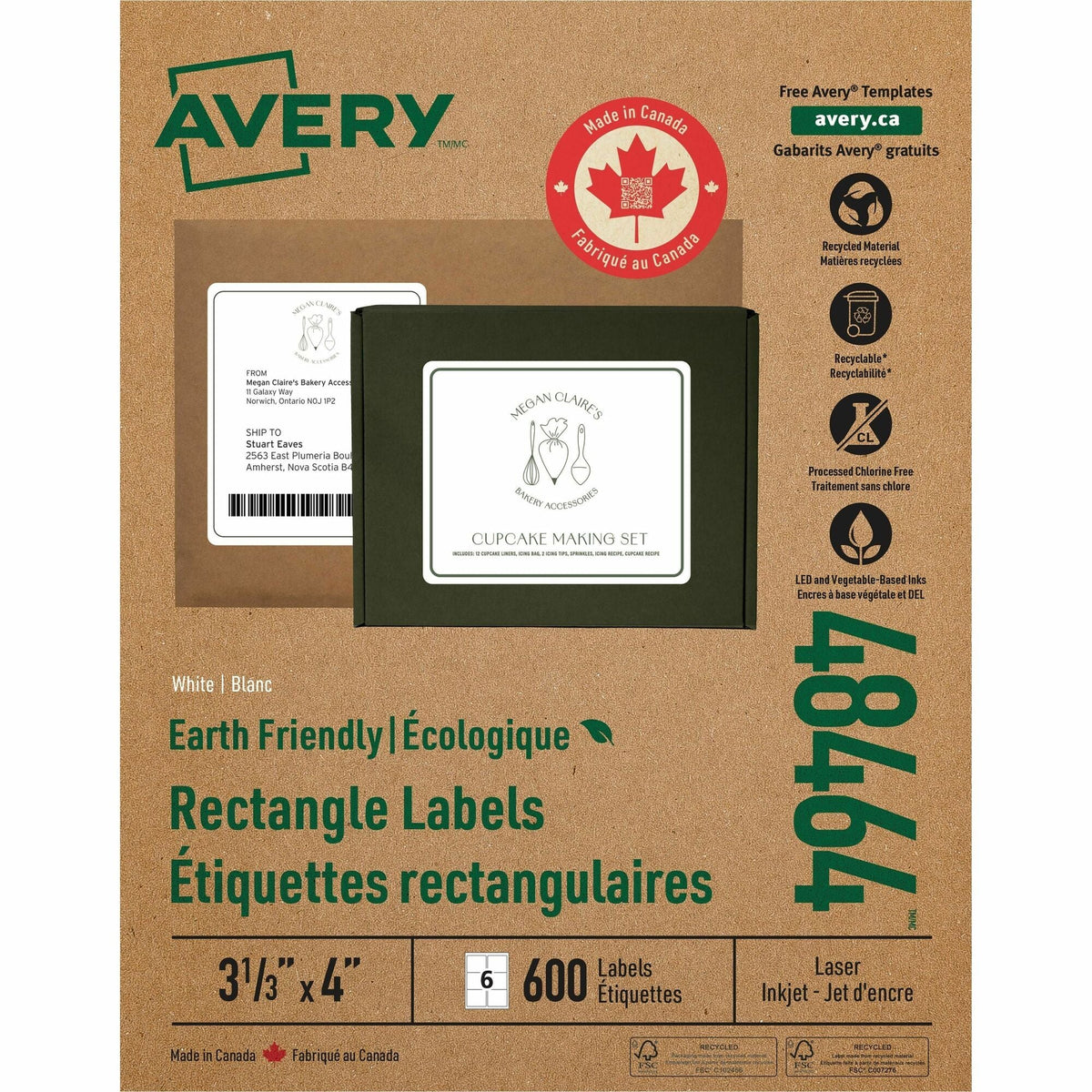 Avery Earth-Friendly White Rectangle Labels - 2000
