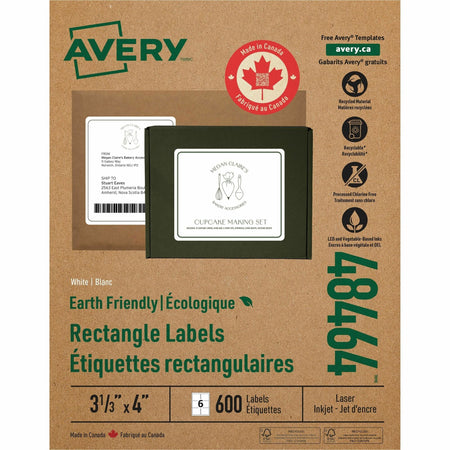 Avery Earth-Friendly White Rectangle Labels - 2000