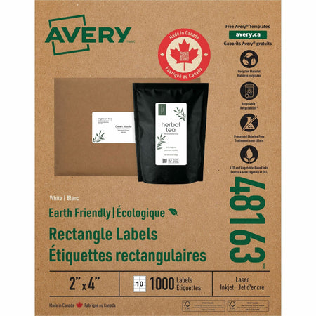 Avery Earth-Friendly White Rectangle Labels - 2000