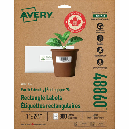 Avery Earth-Friendly White Rectangle Labels - 2000