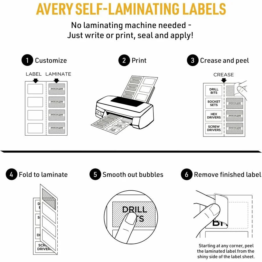 Avery Easy Align ID Labels: White Film Inkjet/Laser 100 Labels/Pack - Multipurpose & Labels