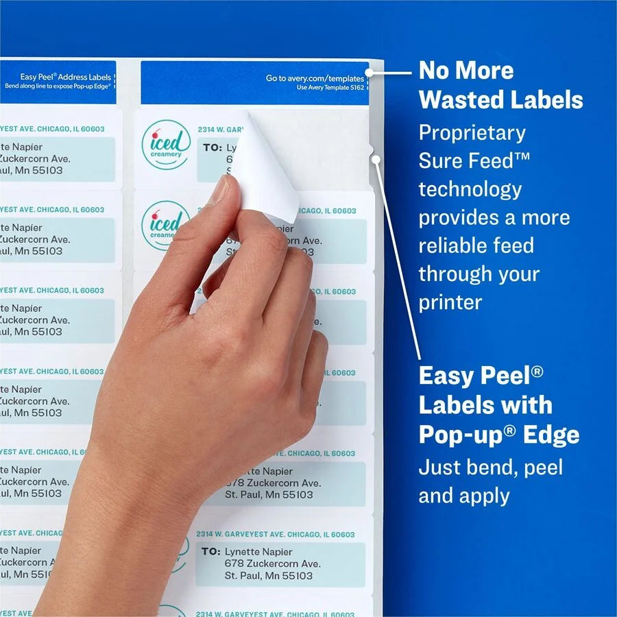 Avery Easy Peel Address Labels: Laser White 1x4’’ 500 Labels - Shipping