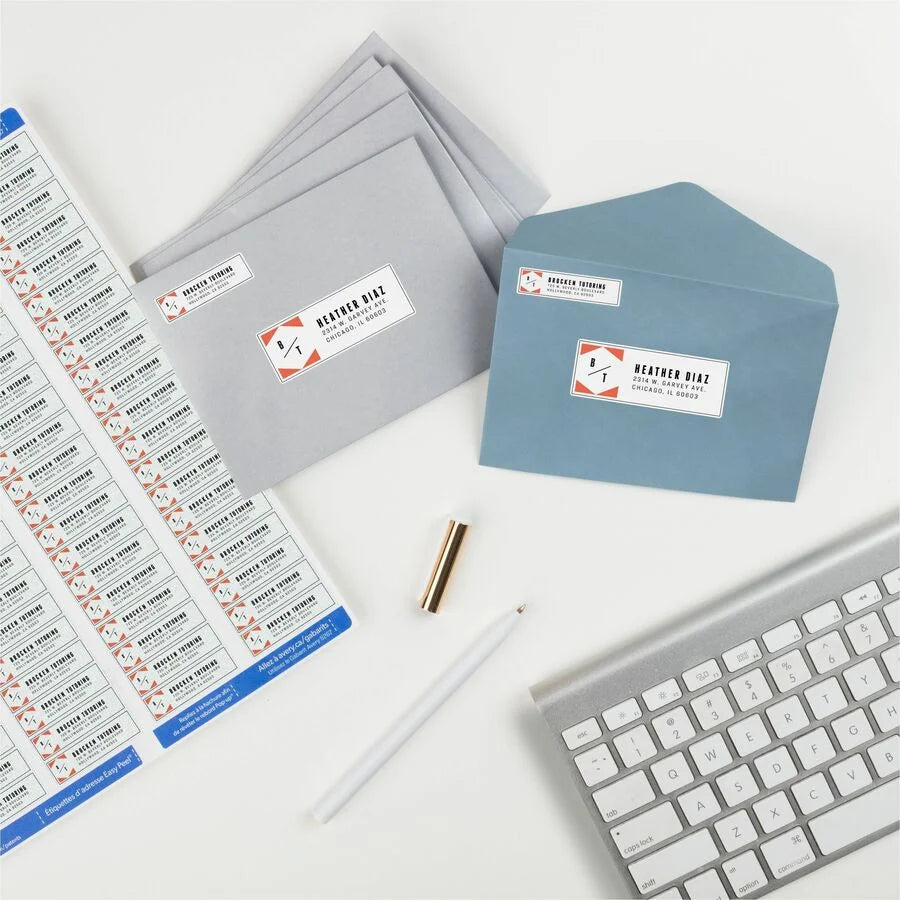 Avery Easy Peel Mailing Laser Labels: White Rectangle Labels 2000 Pack - Address / Shipping