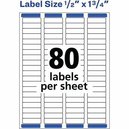 Avery Easy Peel Return Address Labels: 1/2’’ x 1 3/4’’ - 8000 Labels - Laser - White - Shipping