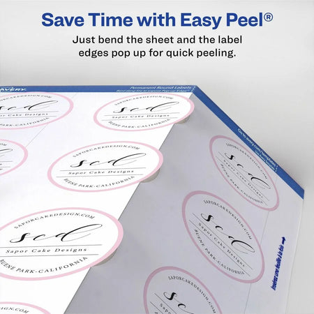 Avery Easy Peel Waterproof Round Labels Matte White 2’’ Diameter 300 - Multipurpose & ID