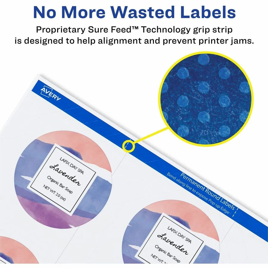 Avery Easy Peel Waterproof Round Labels Matte White 2’’ Diameter 300 - Multipurpose & ID