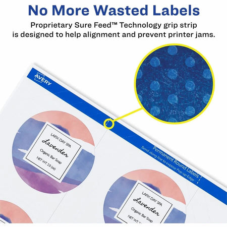 Avery Easy Peel Waterproof Round Labels Matte White 2’’ Diameter 300 - Multipurpose & ID