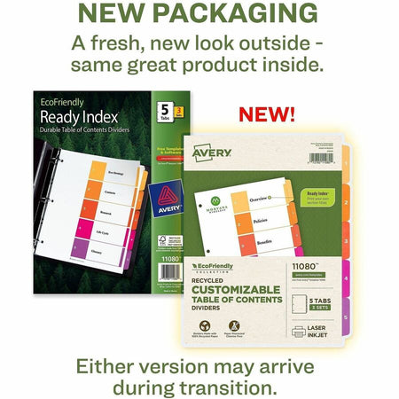 Avery EcoFriendly Recycled Dividers, 5 Tabs (3 Sets of 11080) - Alternate-Image1