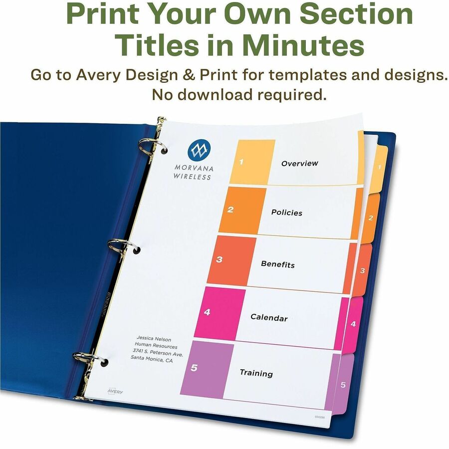 Avery EcoFriendly Recycled Dividers, 5 Tabs (3 Sets of 11080) - Alternate-Image4