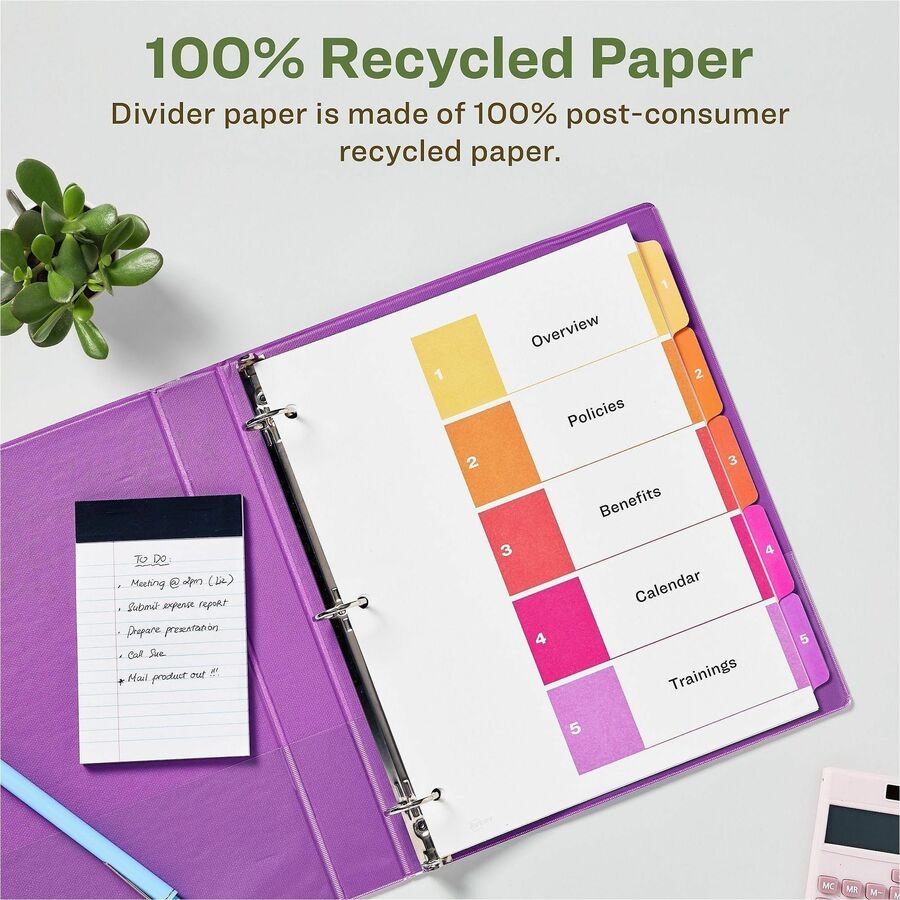 Avery EcoFriendly Recycled Dividers, 5 Tabs (3 Sets of 11080) - Alternate-Image2