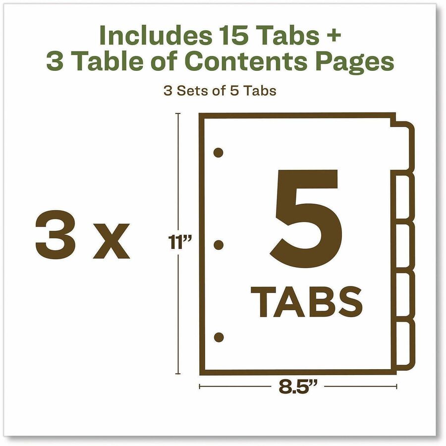 Avery EcoFriendly Recycled Dividers, 5 Tabs (3 Sets of 11080) - Alternate-Image5