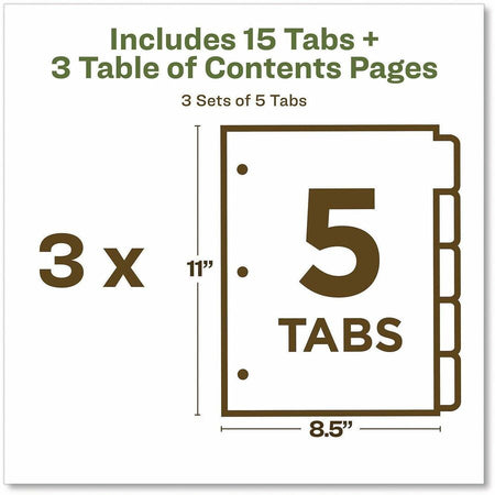 Avery EcoFriendly Recycled Dividers, 5 Tabs (3 Sets of 11080) - Alternate-Image5