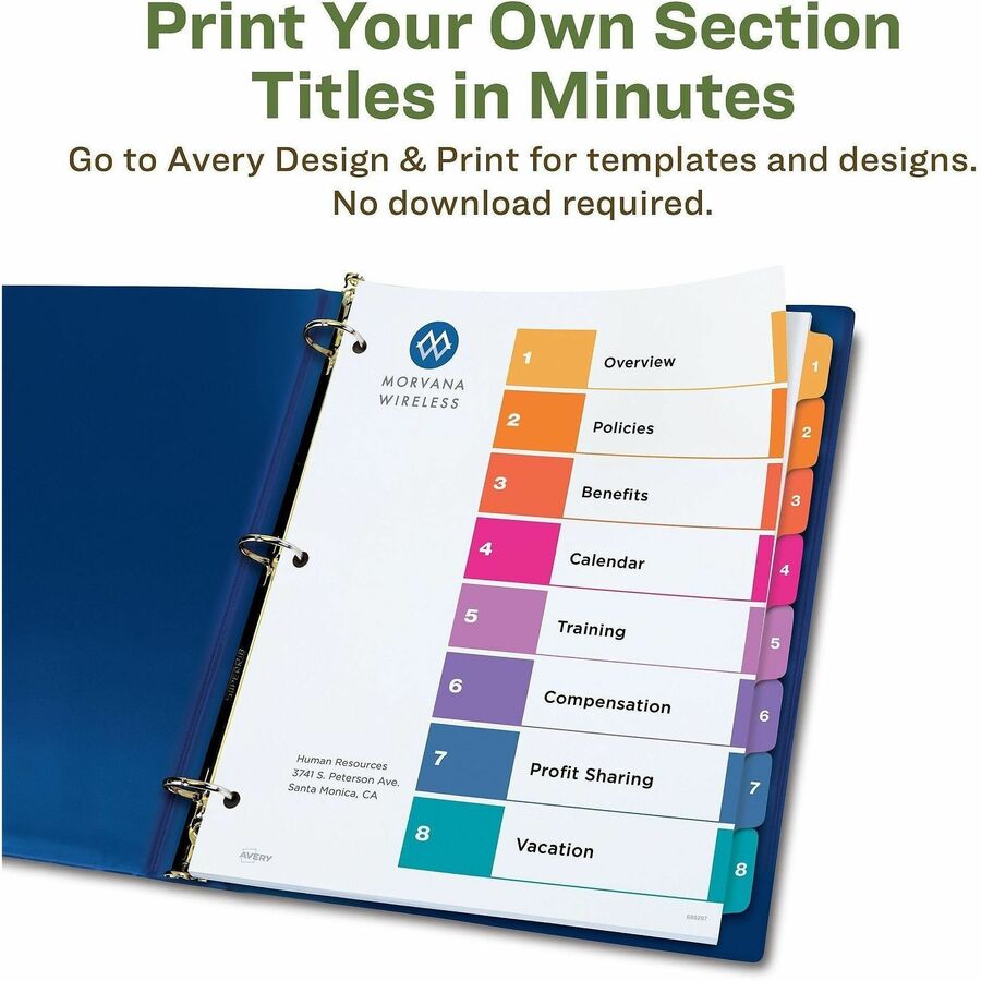Avery EcoFriendly Recycled Dividers, 8 Tabs (3 Sets of 11081) - Alternate-Image4