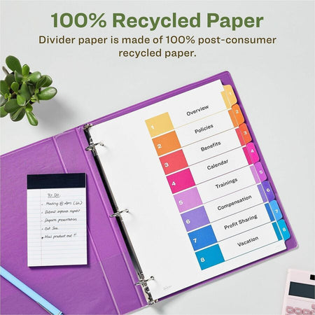 Avery EcoFriendly Recycled Dividers, 8 Tabs (3 Sets of 11081) - Alternate-Image2