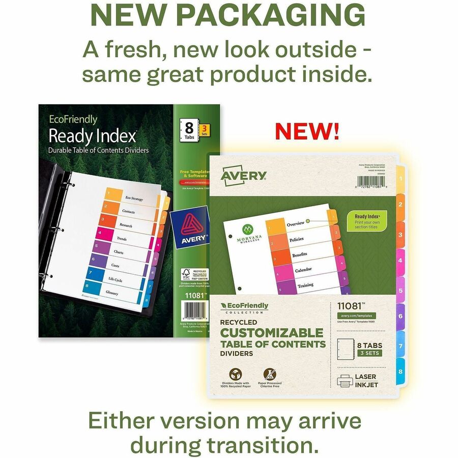Avery EcoFriendly Recycled Dividers, 8 Tabs (3 Sets of 11081) - Alternate-Image1