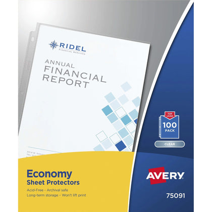 Avery Economy-Weight Sheet Protectors: Clear Polypropylene 100/Box - Protectors