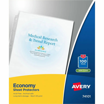 Avery Economy-Weight Sheet Protectors: Letter Size Semi Clear 100/Box - Protectors