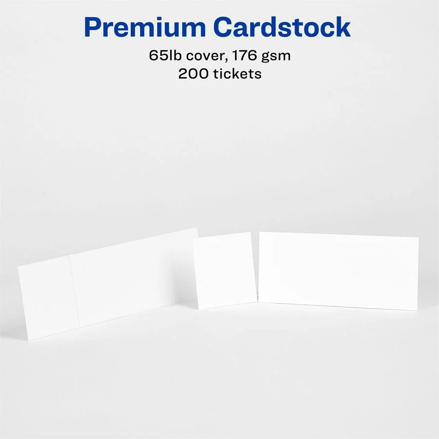 Avery Event Tickets with Tear-Away Stubs - Customizable Matte White - 200 Pack - Tags &