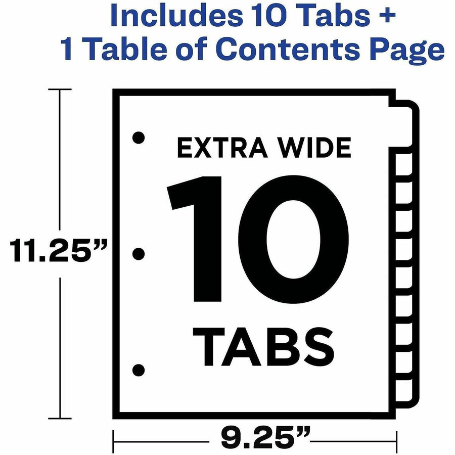 Avery Extra-Wide Dividers, 10 Tabs, Ready Index (11165) - Alternate-Image2