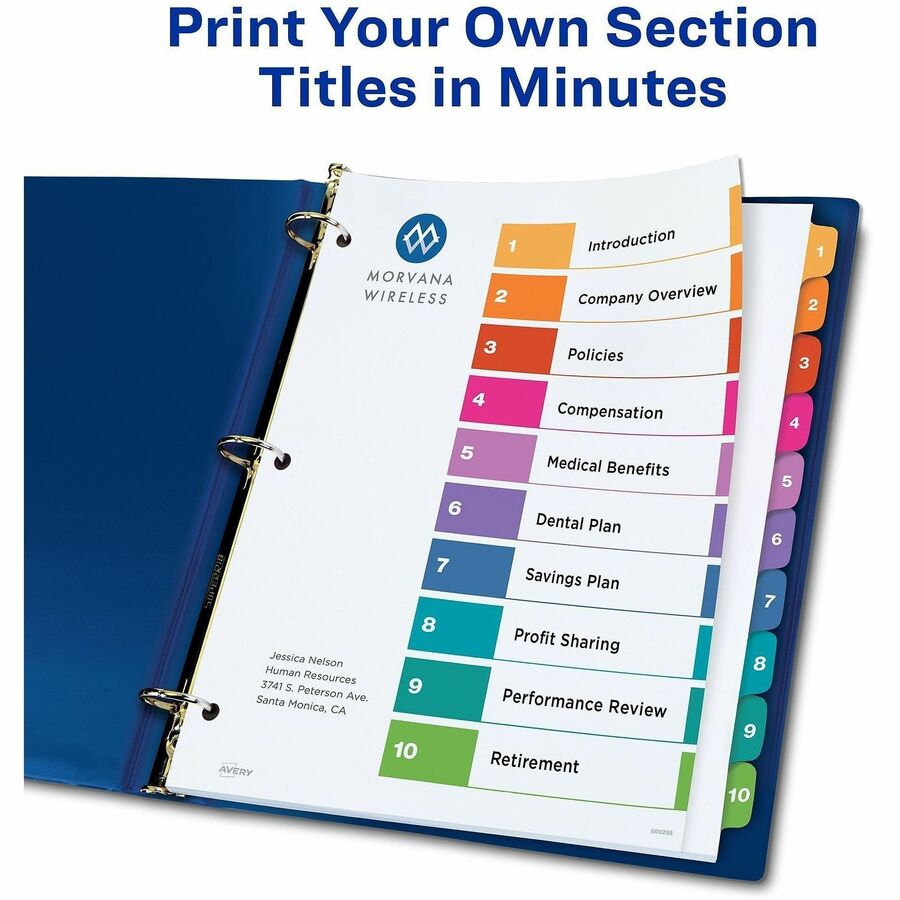 Avery Extra-Wide Dividers, 10 Tabs, Ready Index (11165) - Alternate-Image3