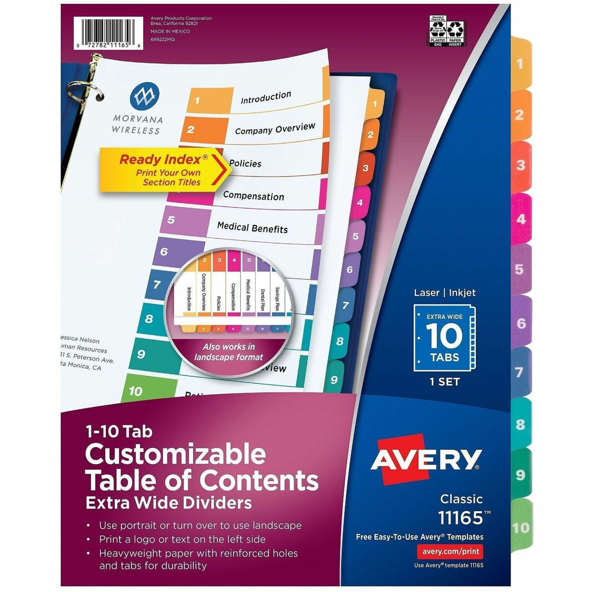Avery Extra-Wide Dividers, 10 Tabs, Ready Index (11165) - 2000