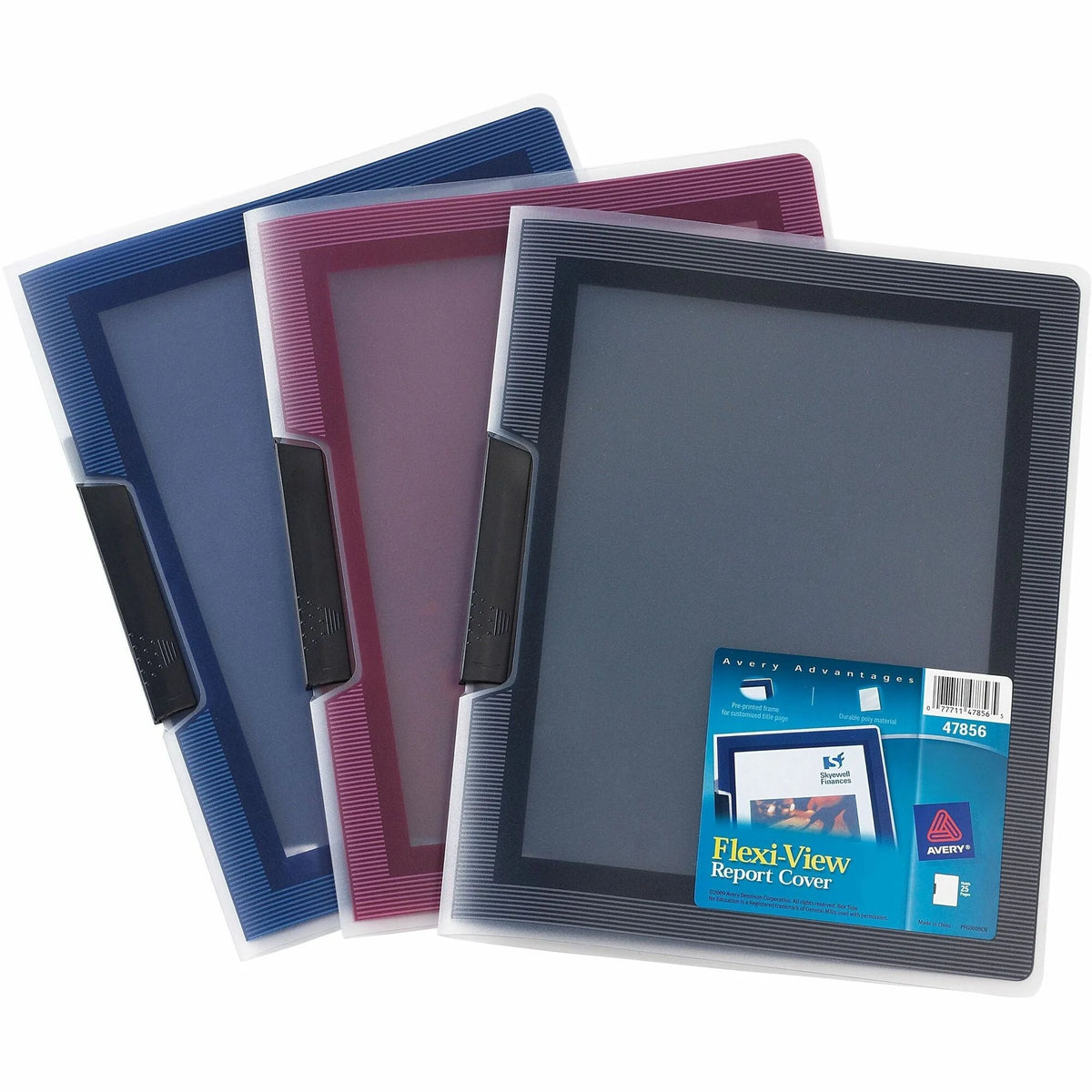 Avery Flexi-View Report Cover: Polypropylene 8 1/2’’ x 11’’ 25 Sheets Assorted - 24/Box - Covers