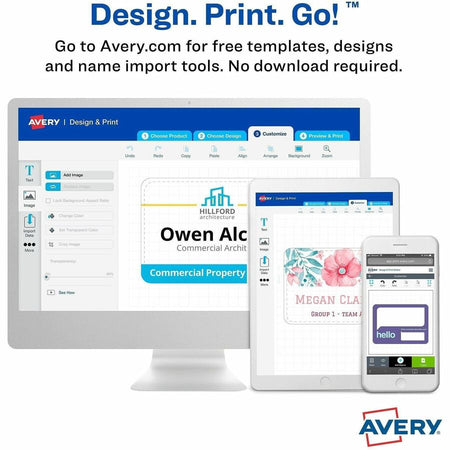 Avery® Flexible Name Badges, 2-1/3" x 3-3/8" , Matte, 80ct (25395) - Right