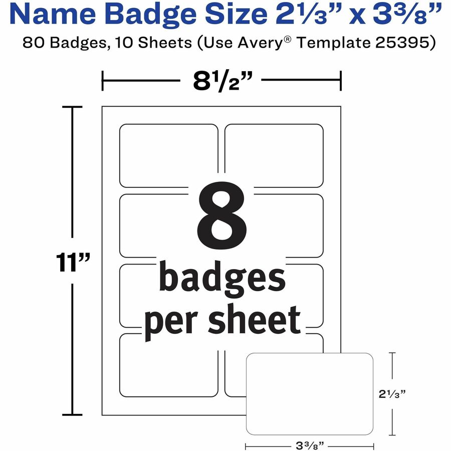 Avery® Flexible Name Badges, 2-1/3" x 3-3/8" , Matte, 80ct (25395) - Alternate-Image3