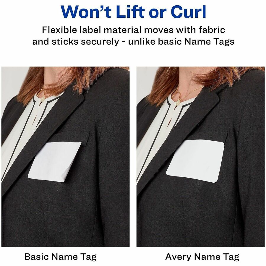 Avery® Flexible Name Badges, 2-1/3" x 3-3/8" , Matte, 80ct (25395) - Front