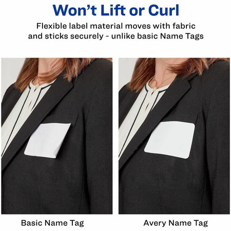 Avery® Flexible Name Badges, 2-1/3" x 3-3/8" , Matte, 80ct (25395) - Front