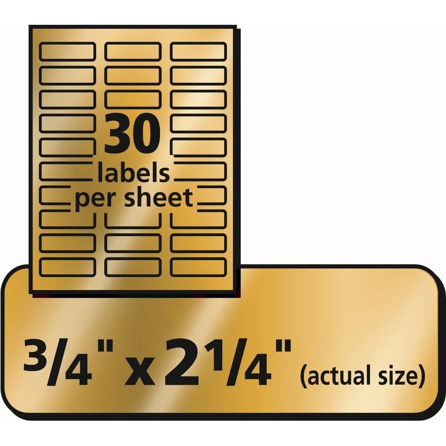 Avery Foil Mailing Labels: Gold Rectangle Labels for Inkjet Printers - Address / Shipping