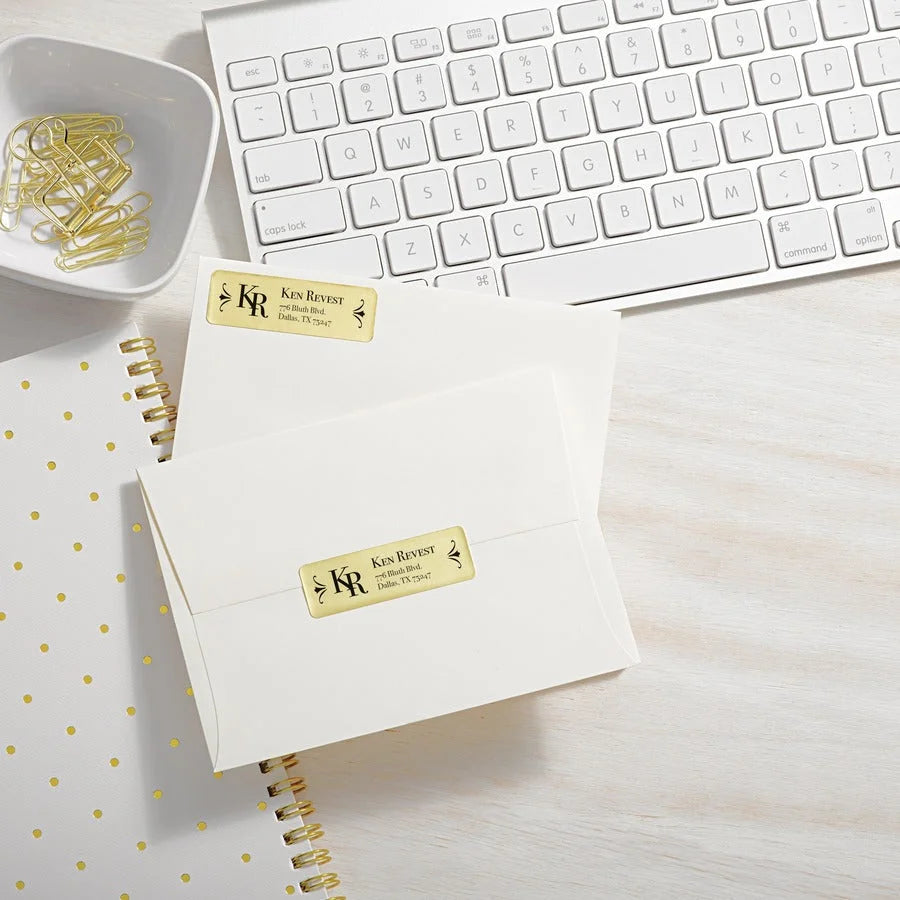 Avery Foil Mailing Labels: Gold Rectangle Labels for Inkjet Printers - Address / Shipping