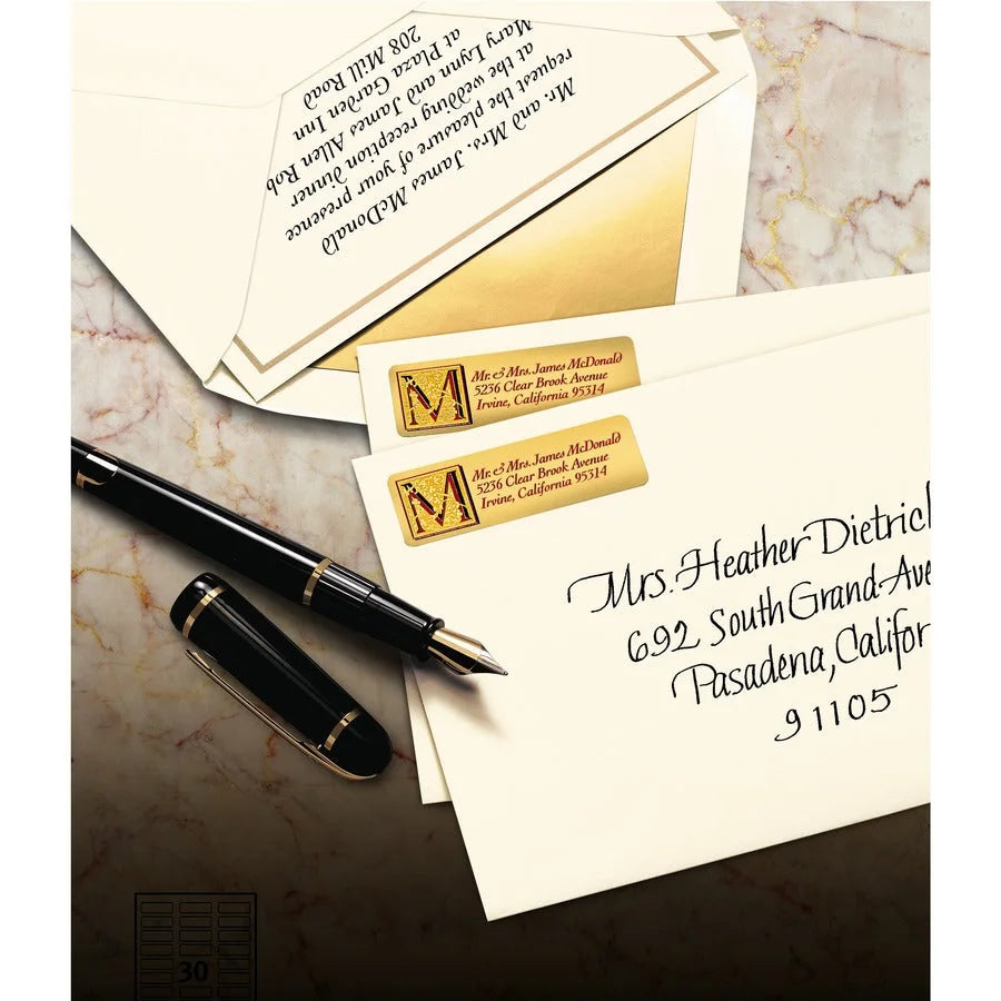 Avery Foil Mailing Labels: Gold Rectangle Labels for Inkjet Printers - Address / Shipping