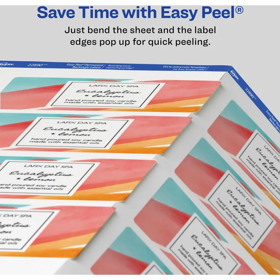 Avery Glossy White Labels: 2x3’’ 80 Labels - Jam-free Stick & Stay - Multipurpose ID