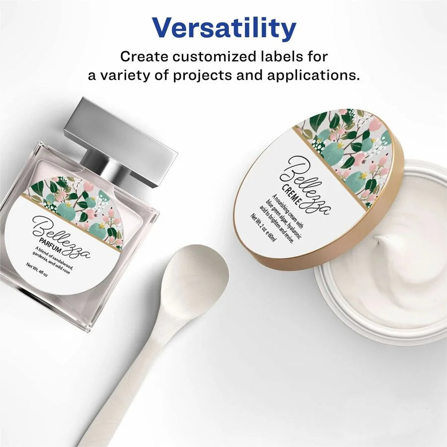 Avery Glossy White Round Labels: 3’’ Diameter Permanent Adhesive - 60 Pack - Multipurpose & ID Labels