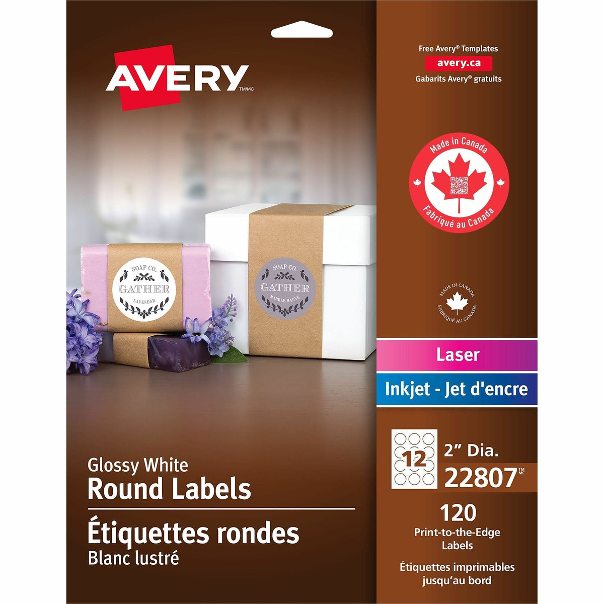 Avery Glossy White Round Labels - 2000